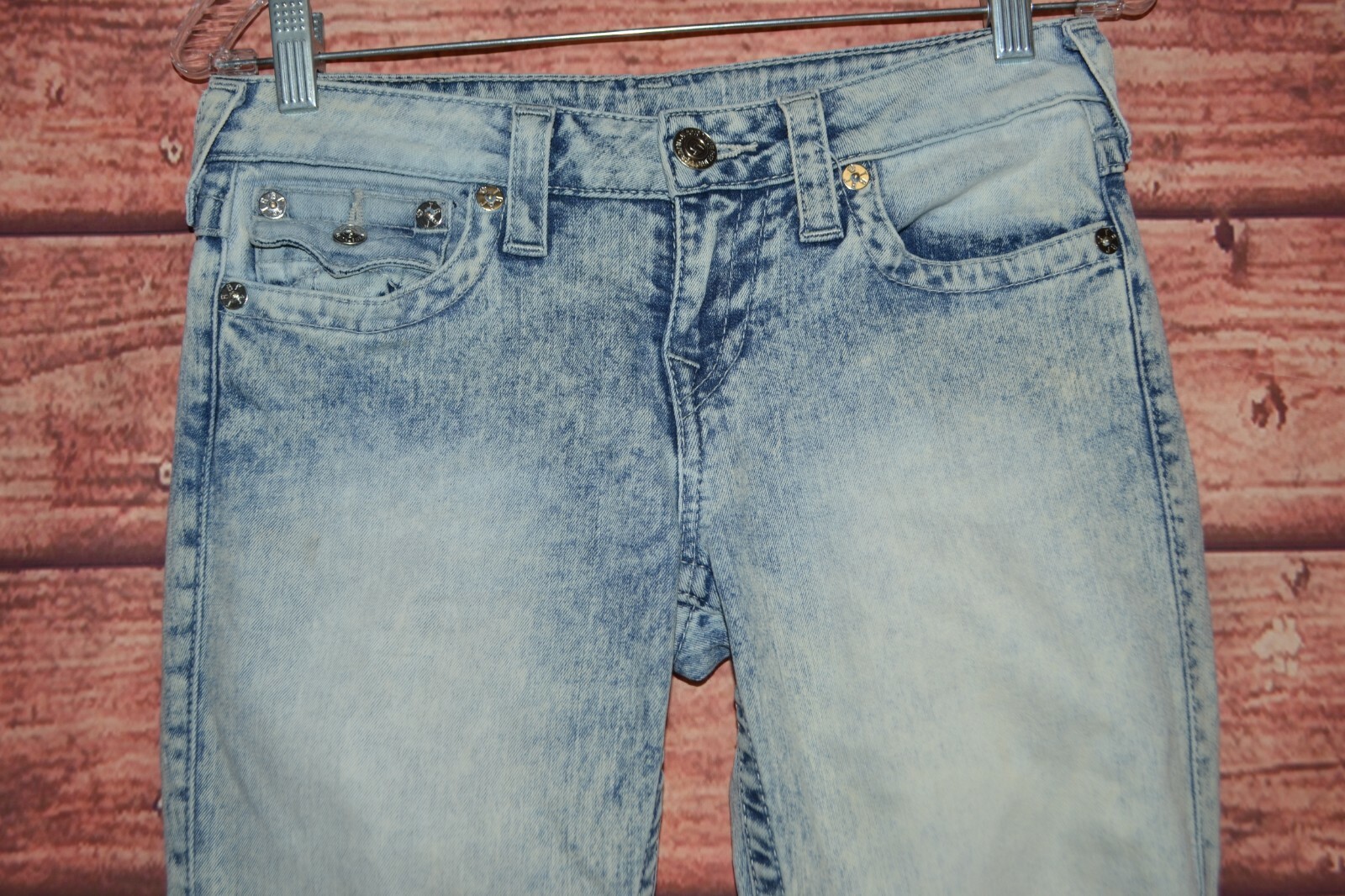 True Religion Women's Capri Light Blue Denim Jeans Sz 27x23 thumbnail 5