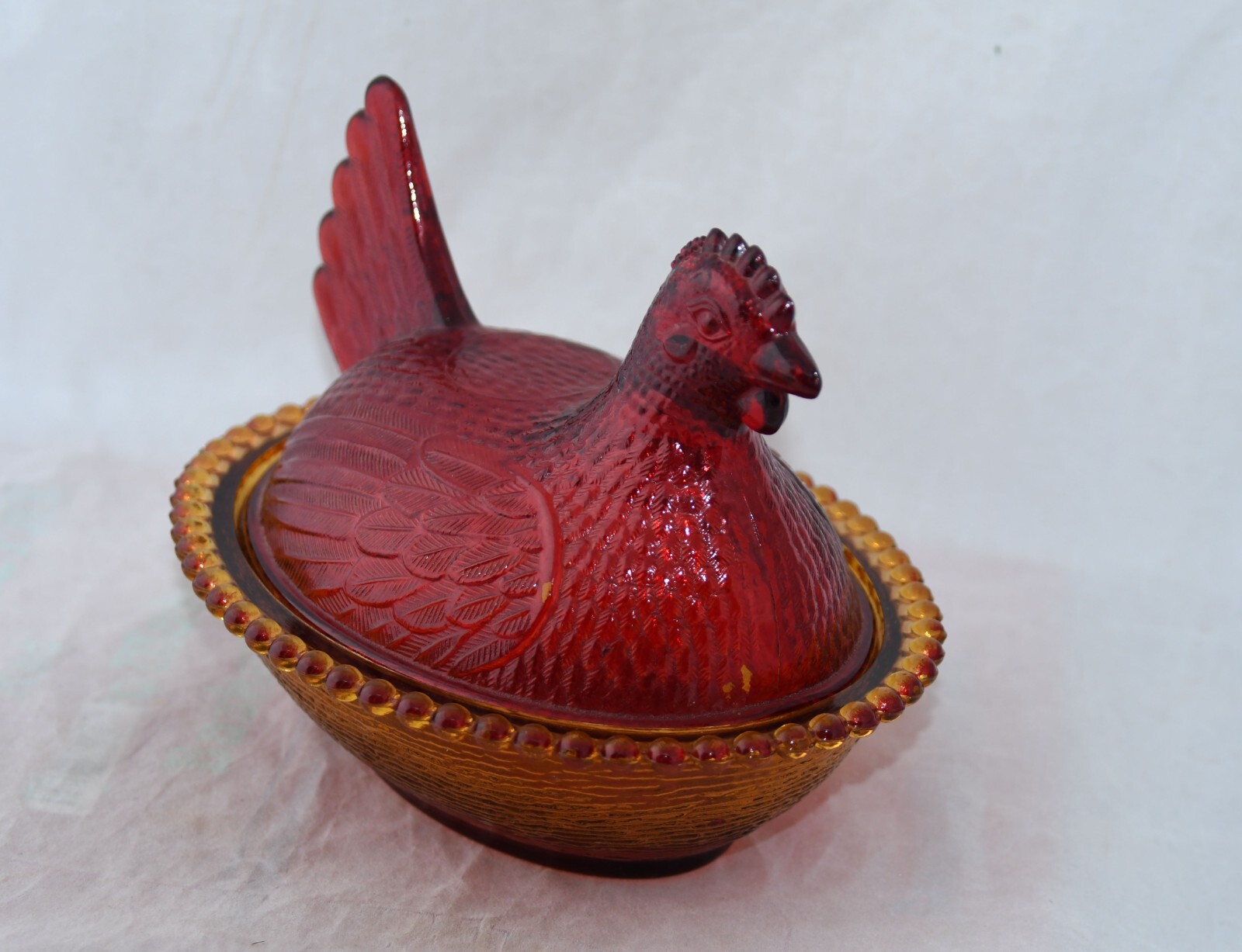 Vintage Indiana Glass Large 7" Hen On A Nest HON Ruby Red Chicken Candy Dish eBay