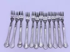 12 LITTLE FORKS 5 1/4" seafood cocktail dessert CAMBRIDGE STAINLESS CHINA