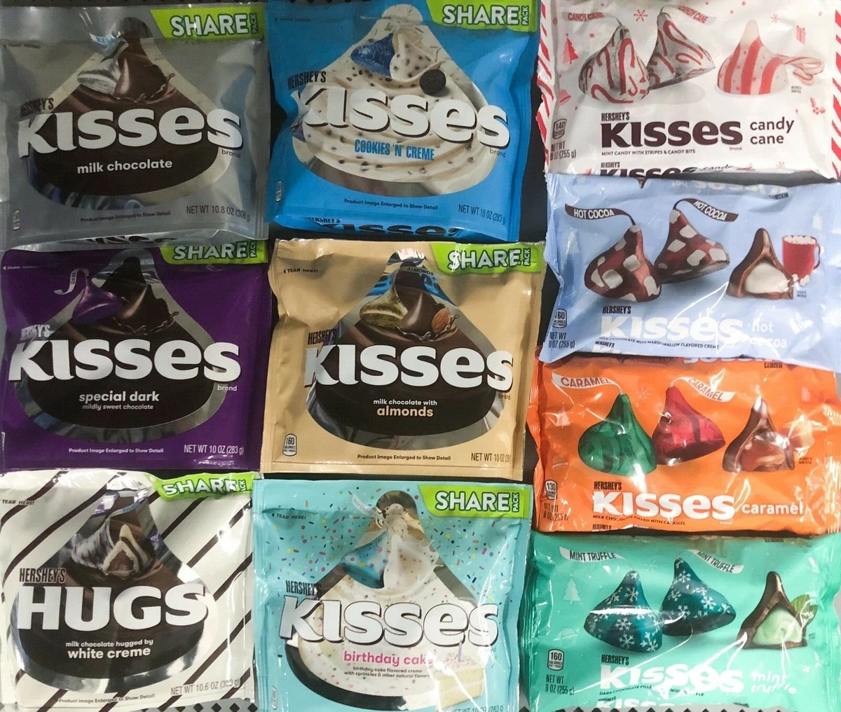 HERSHEY S KISSES MILK DARK CHOCOLATE CANDY SHARING SIZE LIMITED EDITION PICK ONE