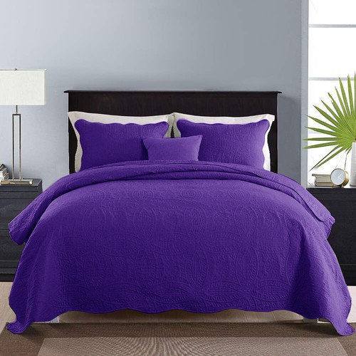 Chic Emboss Coverlet Bedspread Set Comforter Quilt Queen King Super King 8color - Picture 25 of 25