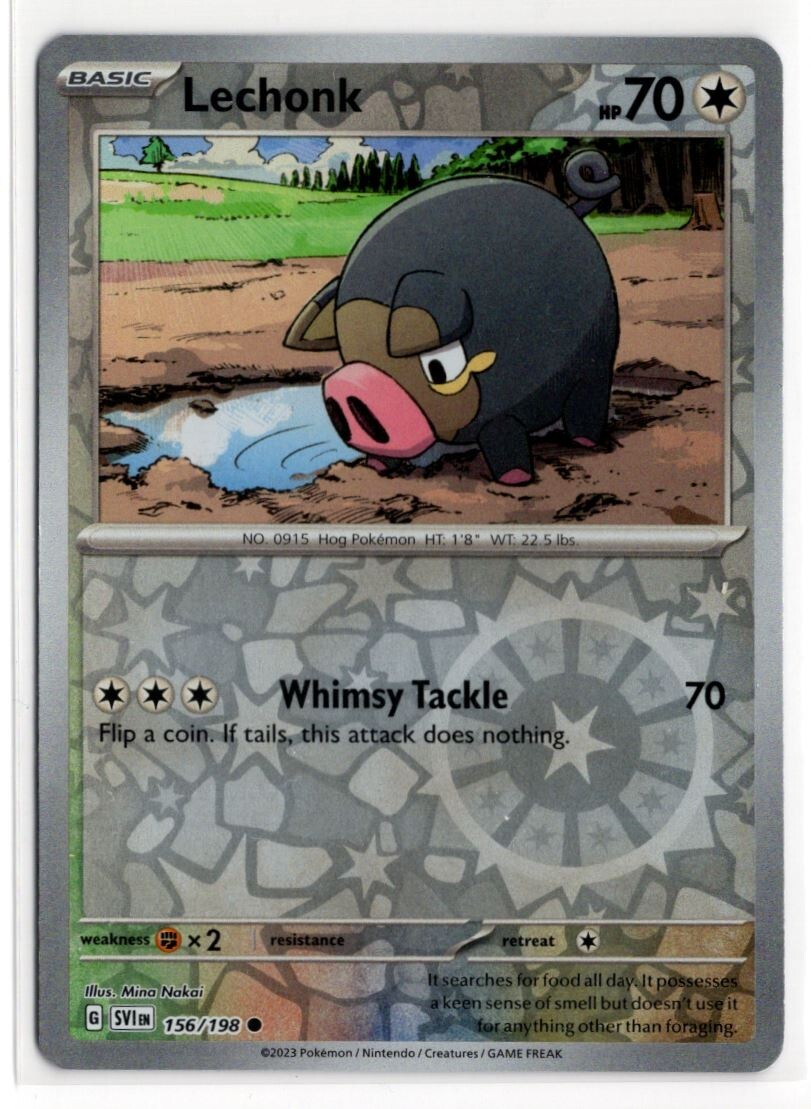 Pokemon Scarlet Violet Base SV1 Reverse Holo 156/198 Lechonk