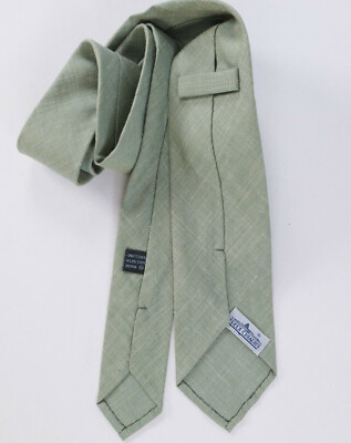 Cravate verte d'été soie et lin 148 x 8 cm Eredi Chiarini silk & linen green tie