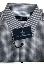  98.50 Hart Schaffner Marx Men Classic Point Collar Long Sleeve Shirt, Blue, lg