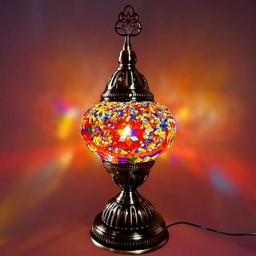 Moroccan Turkish Mosaic Lamp Colourful Glass Handmade Table Desk Light FREE BULB - Picture 174 of 436