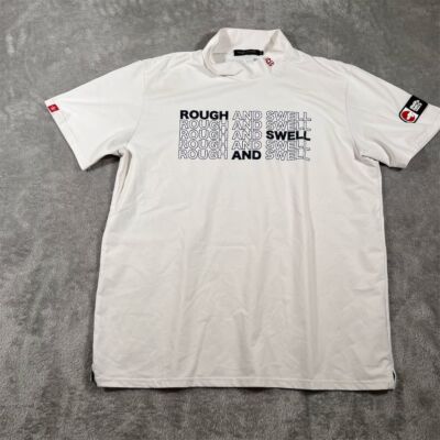 ROUGH AND SWELL ホワイトTシャツ Rough & Swell Men's White Mock Neck Short Sleeve T-Shirt Size