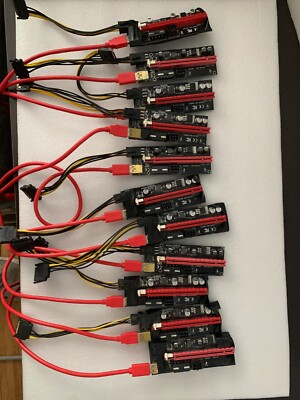 Lot of 11 PCI-E 1x to 16x USB3.0 GPU Riser Extender Adapter Card Board Cable