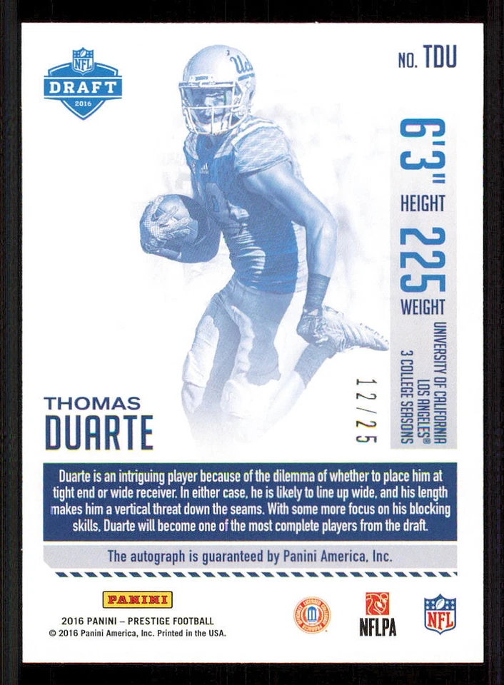 2016 Prestige Rookie AUTO #90 Thomas Duarte - Image 2 of 2