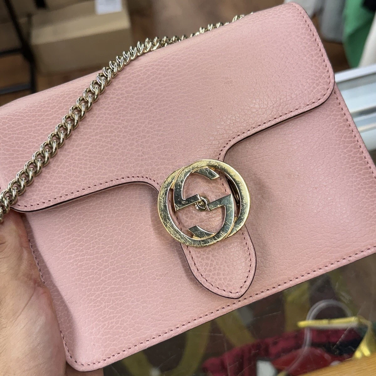 SAC BANDOULIÈRE CHAÎNE BANDOULIÈRE GUCCI DOLLAR INTERLOCKING GG   Rose/Rose