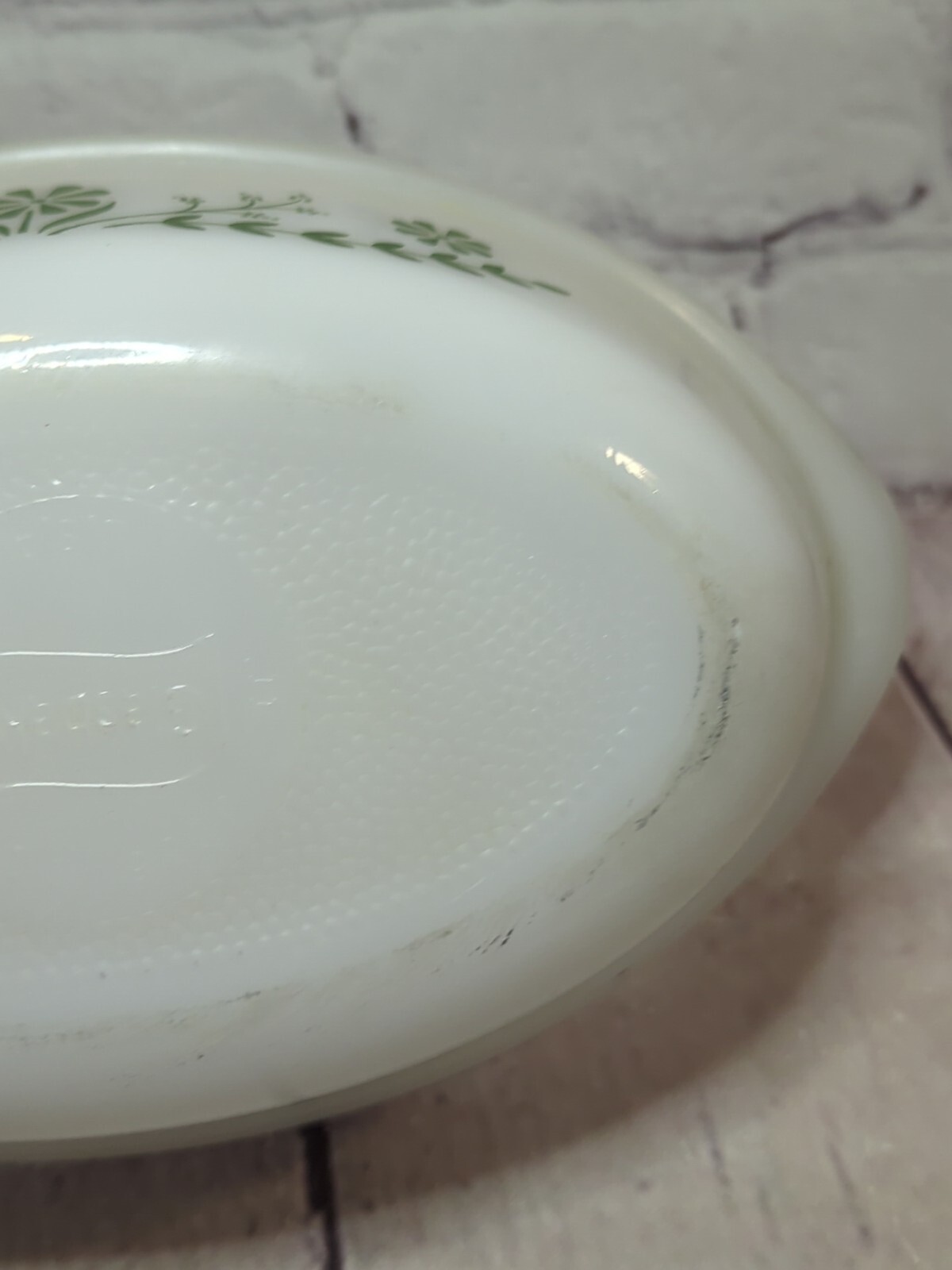 Vintage Glasbake J235 1 Qt. 10" Oval Green Daisy Milk Glass Casserole Dish 