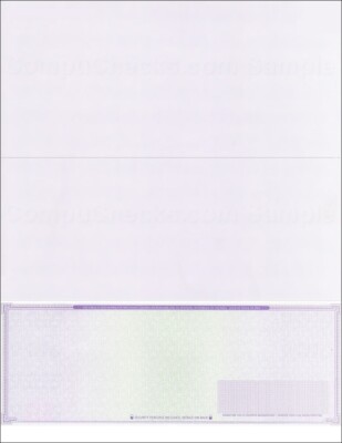 100 ''High Security'' Computer Check Paper - Check on Bottom - Purple Mazed