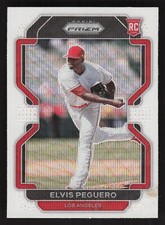 2022 Panini Prizm #145 Elvis Peguero White Wave Prizm RC Los Angeles Angels