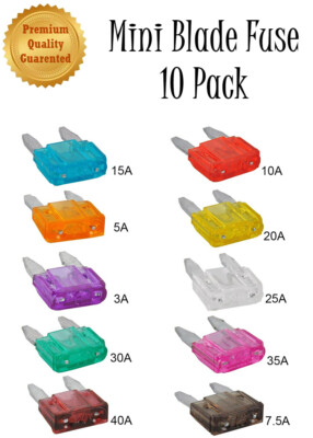Auto Max Parts Mini Blade Fuse Set – 5, 7.5, 10, 15, 20, 25, 30 Amp – 10 Pack – Made In Germany