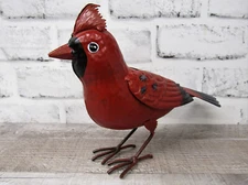 Small Rustic Winter Holiday Cardinal Metal Tin Song Bird Home Garden Yard Figure