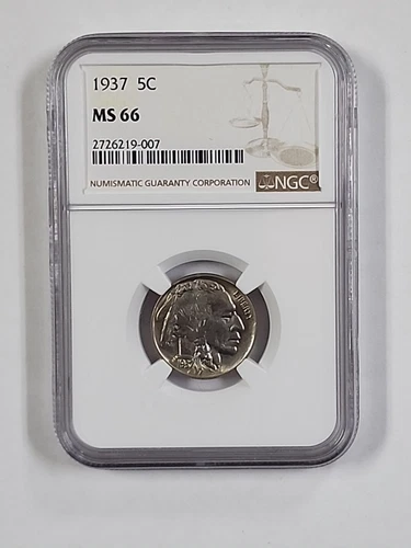 1937 5C Buffalo Nickel MS66
