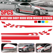 5Pcs Car Trunk Van Racing Long Stripe Graphics Side Body Decal Sticker Decor