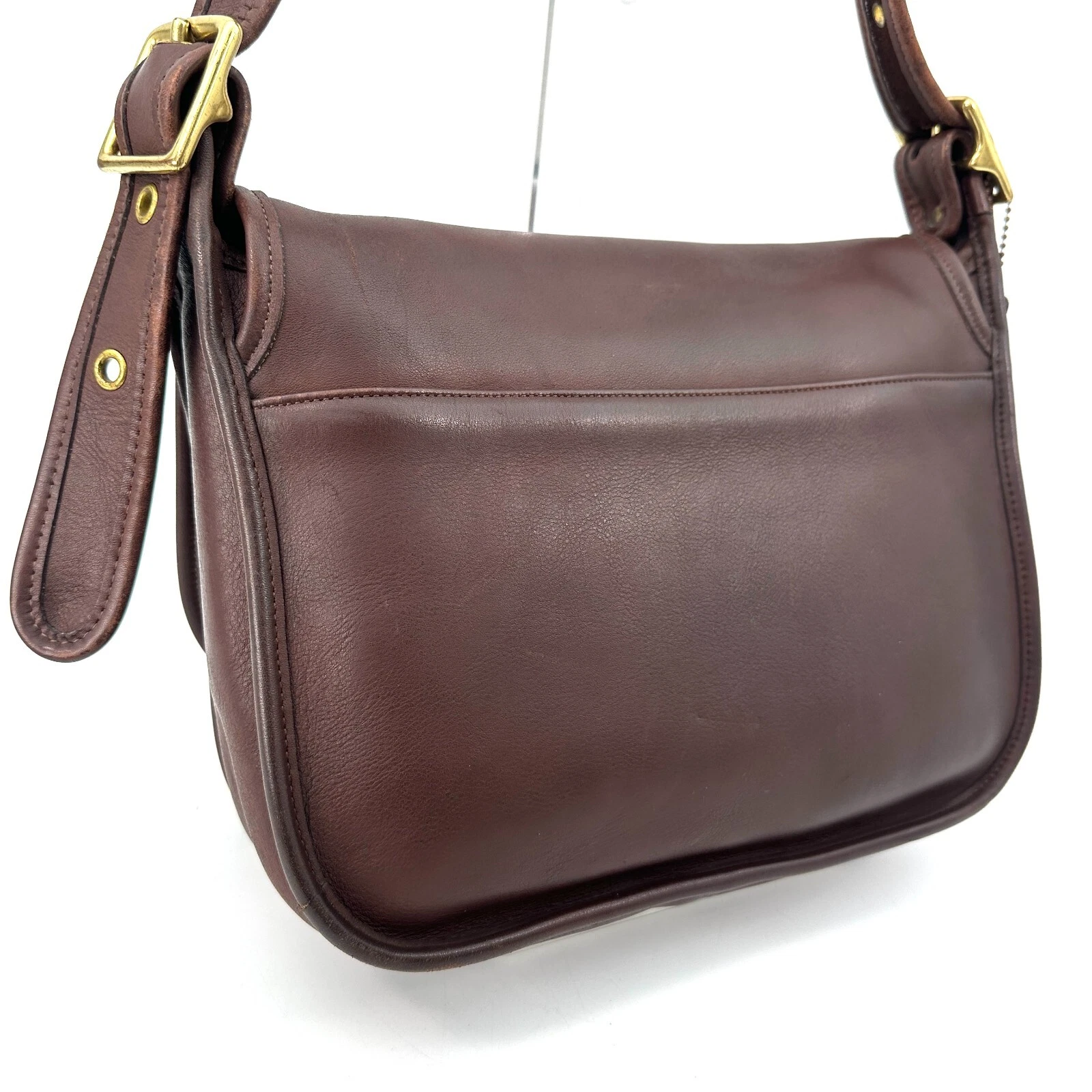 COACH 9951 VECCHIA borsa a tracolla vintage pelle patta marrone made in USA originale