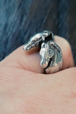 Retired James Avery RARE Double Head Horse Ring Heavy 10.83gr Size