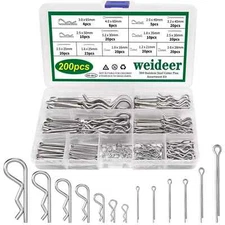 weideer 13 Sizes Cotter Pin Assortment Kit - 304 Stainless Steel Hairpin Cott...