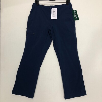 NWT LL Bean Women's Petites Comfort Trail Pants 8P Nautical Navy Stretch
