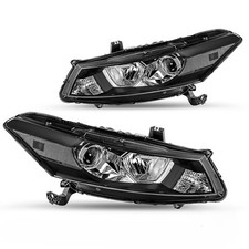For 2008-2012 Honda Accord Coupe Halogen Projector Black Headlights Pair