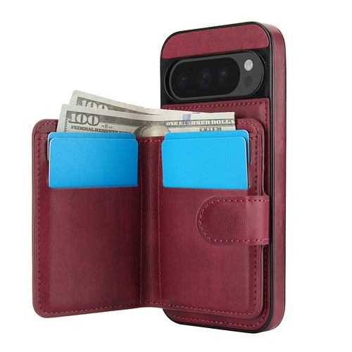 Leather Mag Safe Case For Google Pixel 9A 9 Pro XL 8Pro w/Detachable Card Wallet - Picture 4 of 16