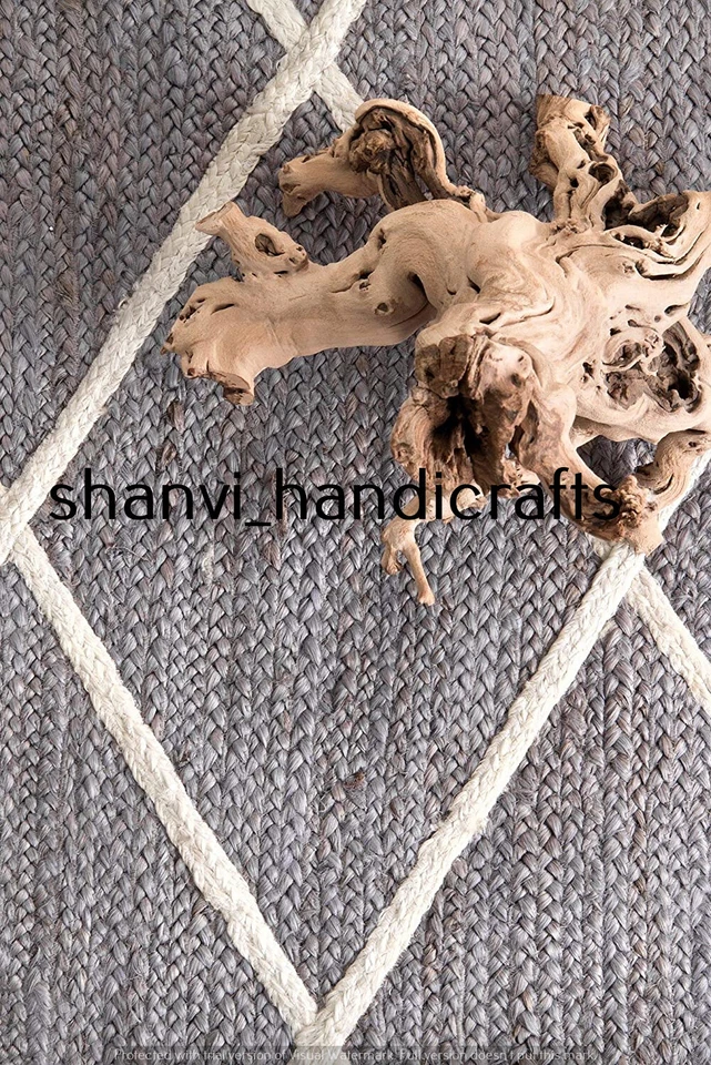 Grey Color Natural Decorative Indian Braided Rectangle Area Rug Floor Carpet Rag - Image 3 of 4