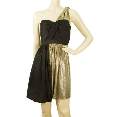 Whistles Black Gold Paneled One Shoulder Draped Mini Dress size UK 10 Eu 38 | eBay Whistles Black Gold Paneled One Shoulder Draped Mini Dress size UK 10 Eu 38 | eBay