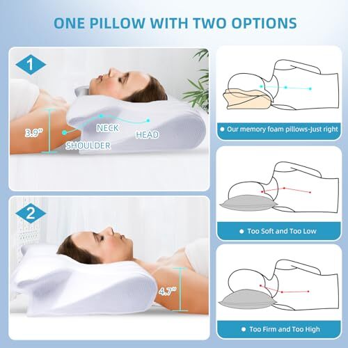 Cervical Neck Pillow for Neck Pain Relief, Memory Foam Pillows Contour