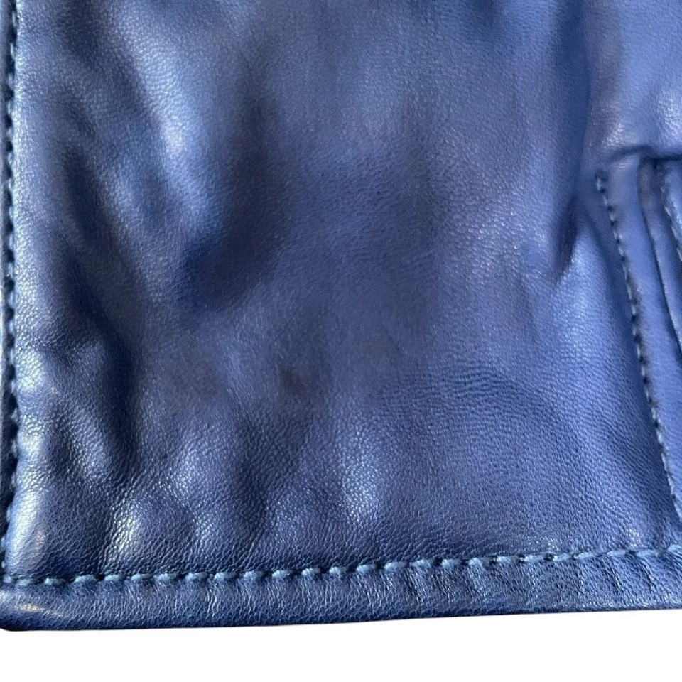 Chaleco con Capucha de Cuero Azul Boho Moto Streetwear Chaqueta Y2K Indiecore Otoño Mediano Foto 4 de 4