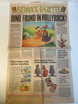 Vintage Flintstones Bedrock Gazette Dino found in hollyrock