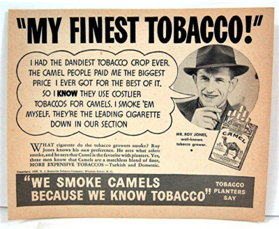 Vintage 1938 Camel Cigarettes My Finest Tobacco Sales Adv Sheet We Smoke  Camels