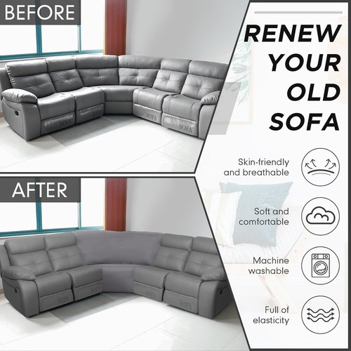 7 Pcs L Shape Sectional Recliner Sofa Cover 5 Seat Spandex Sectional