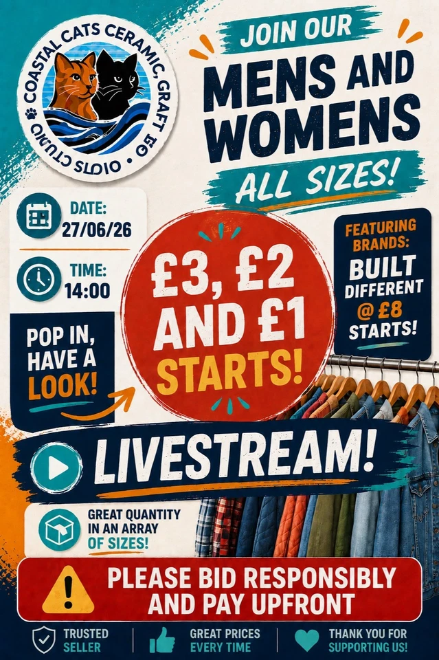 £1 STARTS* MENS AND WOMENS CLOTHING LIVESTREAM (27/06/26)