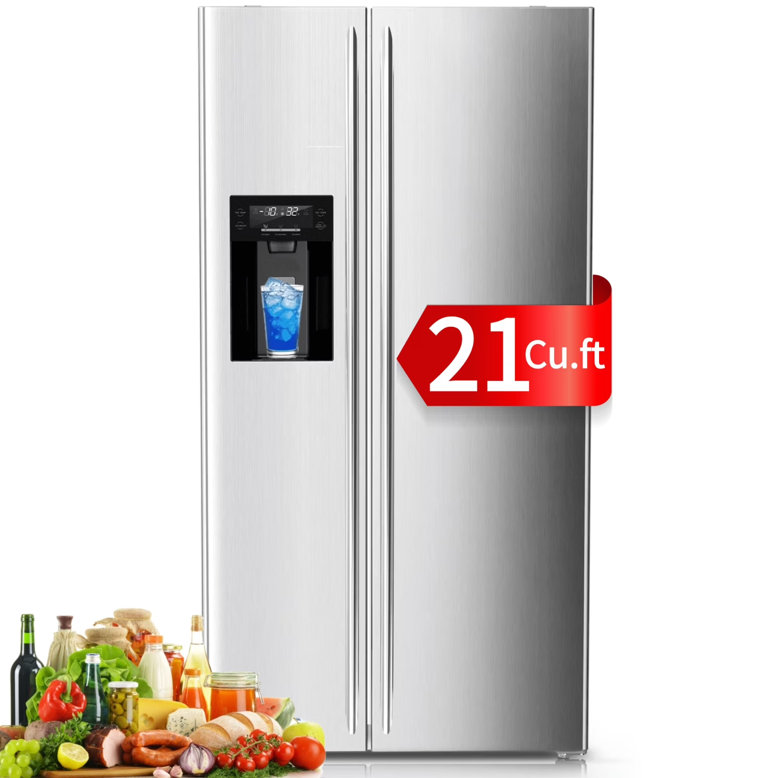 Auseo 21 Cu.ft. 36" Depth French Door Refrigerator with Ice & Water Dispenser, A