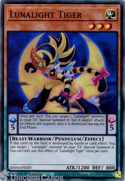 RA04-EN020 Lunalight Tiger : Super Rare 1st Edition Mint YuGiOh Card