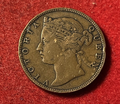 Straits Settlements 1/2 Cent 1883 Copper Coin Rare KM#8 T9880a