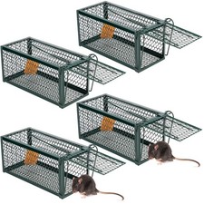 Qualirey 4 Pcs Humane Rat Trap Chipmunk Rodent 9.1 x 4.5 x Inches, Green