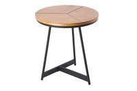 Beistelltisch Eiche Metall Rund Ø 45 Cm H: 50 Cm Industrial Beistell Tisch