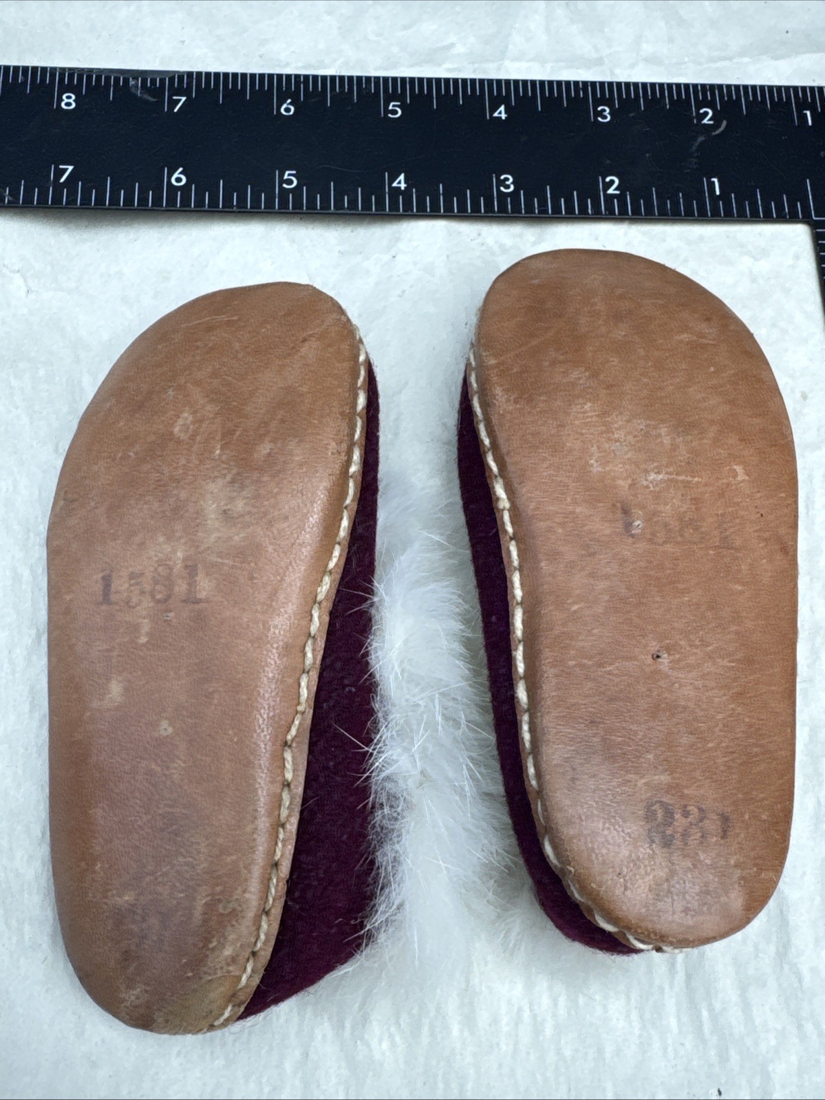 SAOLA Pantofole vintage per bambini in feltro di lana con bordo in vera pelliccia fatte a mano suola in pelle