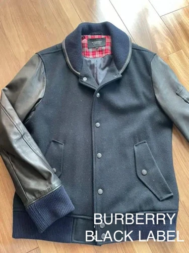 Burberry Black Label Stadium Cappotto Giacca Nero Navy da Uomo US Taglia M Autentico