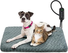 Heated Dog Bed Waterproof Cat Heating Pad with Timer Temperature Adjustable Grey