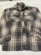 Vintage 70s Men s Levi s Panatela Wool Button Up Long Sleeve Shirt Plaid Size M