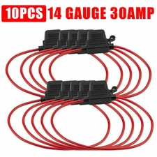 10 Pack 14 Gauge ATC In-Line Blade Fuse Holder 100% OFC Copper Wire Protection