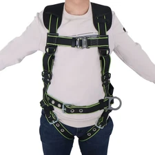Premium Full-Body Safety Harness w/D-Rings, Breathable Padding, OSHA Compliant