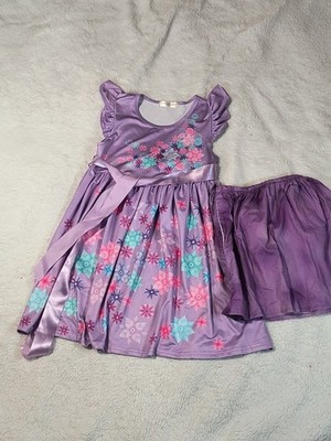 Disney Encanto Isabela Costume Dress with Shorts Girls Size 6 Purple Floral