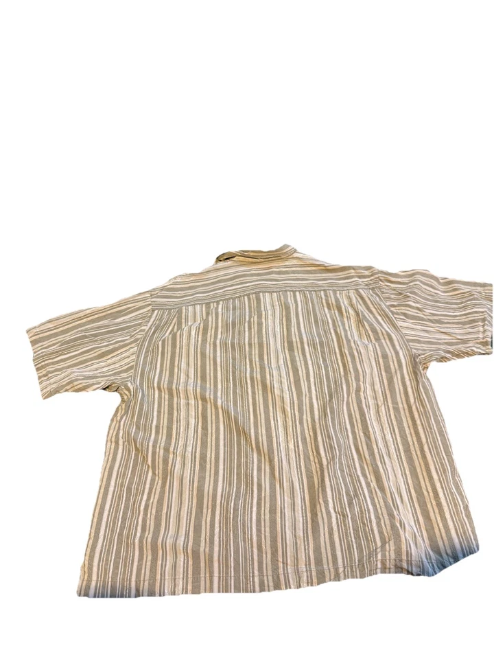 Camisa Joseph & Feiss 100% Seda 2X Beige Gris Rayas Abotonada Campamento Foto 3 de 4