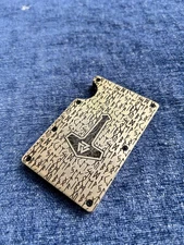 Norse Viking Design Engraved Brass Card Wallet | Minimalist | RFID Shield |