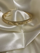 Coach Gold-toned Kissing C Logo Hinged Bangle Bracelet New With Pouch Bag