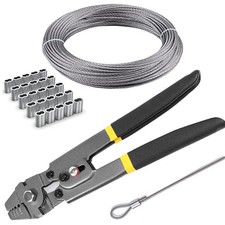 AOOCY Stainless Steel Wire Cable Crimping Tool Kit, Cutter Crimper Silver